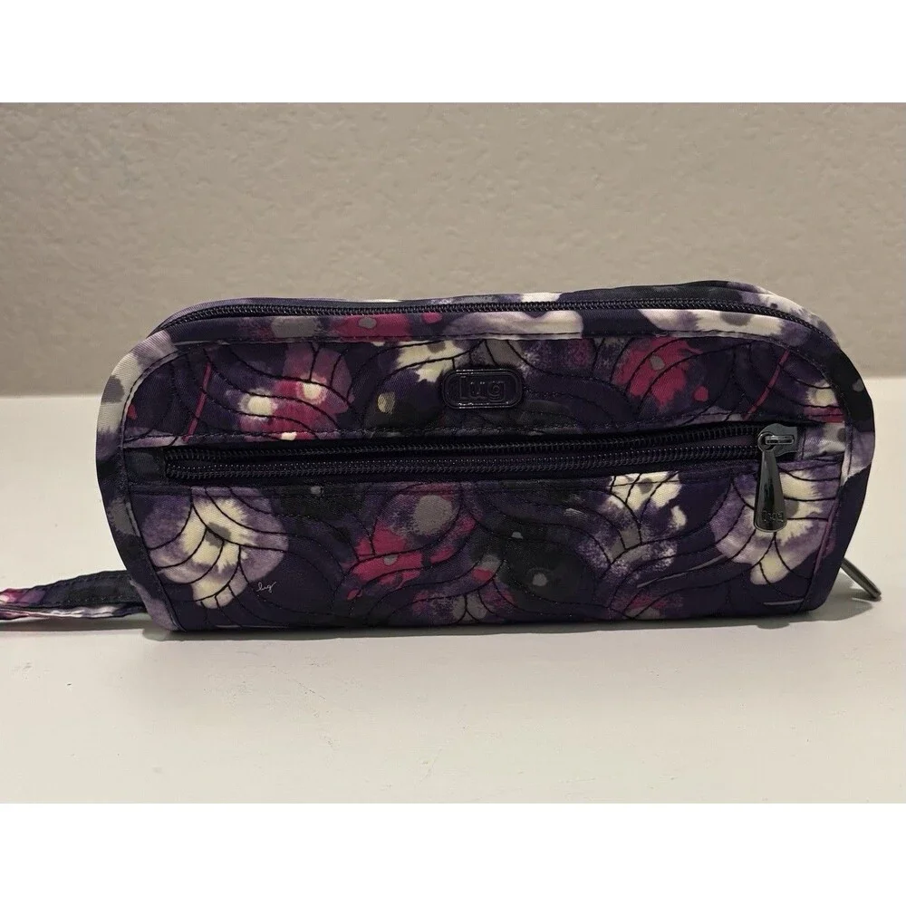 Lug Flipper Jewelry Accessory Travel Pouch Purple Floral Watercolor